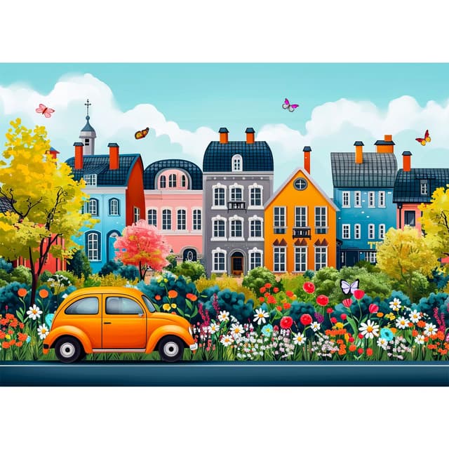 Puzzle 1000 Teile - Kleinstadtlandschaft 🧩🌇
