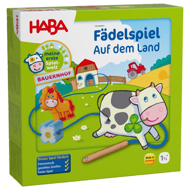 🚜🐓 HABA 5580 - Meine erste Spielwelt Bauernhof Fädelspiel auf dem Land 🌾🐄