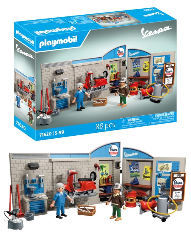 PLAYMOBIL Cars 71620 60s Vespa Garage mit beweglicher Hebebühne 🏍️🔧