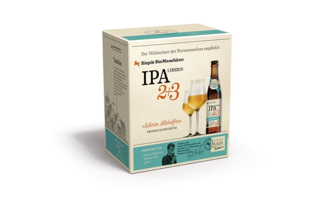 🍻 Riegele Geschenkbox IPA Liberis 2+3 - Alkoholfreies IPA, Bayerisches Craft Beer ohne Alkohol (8 x 0,33l) 🎁