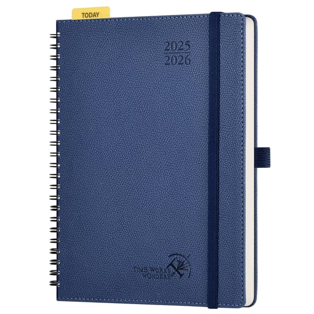📅 POPRUN Kalender 2025 2026 Marineblau Medium-22 x 16,5 cm 📘🖊️