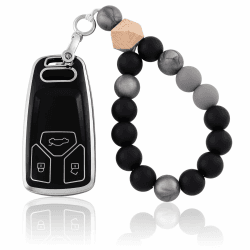 🔑 OFF WE GO Autoschlüssel Hülle für Audi - Schwarz Silber