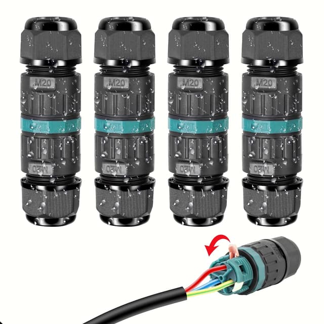HOSPAOP Kabelverbinder Wasserdicht IP68 - 4 Stück Schwarz 3 Polig