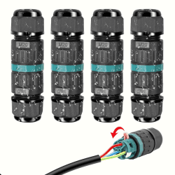 HOSPAOP Kabelverbinder Wasserdicht IP68 - 4 Stück Schwarz 3 Polig