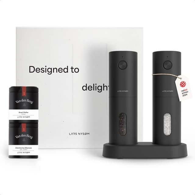 LARS NYSØM Elektrische Gewürzmühlen & Gewürze Geschenkset - Salz- und Pfeffermühlen Set 🎁