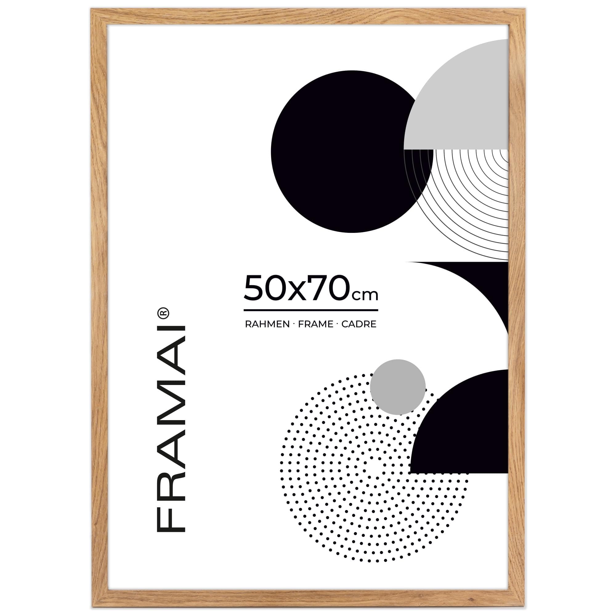 FRAMAI® Bilderrahmen 50x70 cm Eichenfarbe MDF Umweltfreundlichem Rahmen 🖼️