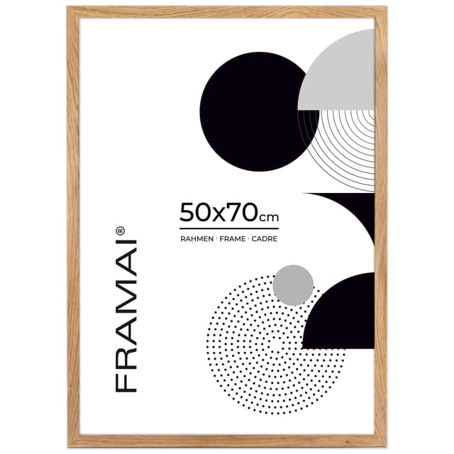 FRAMAI® Bilderrahmen 50x70 cm Eichenfarbe MDF Umweltfreundlichem Rahmen 🖼️