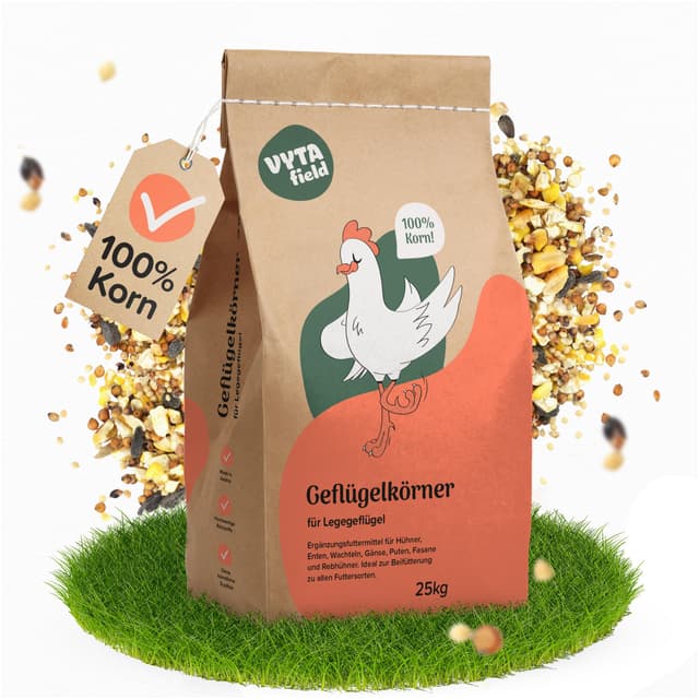 🐔 Vytafield Geflügelfutter Körner | 25kg Körnerfutter | 100% Natürlich | Hühnerfutter Winter & Ganzjahresfütterung 🌾