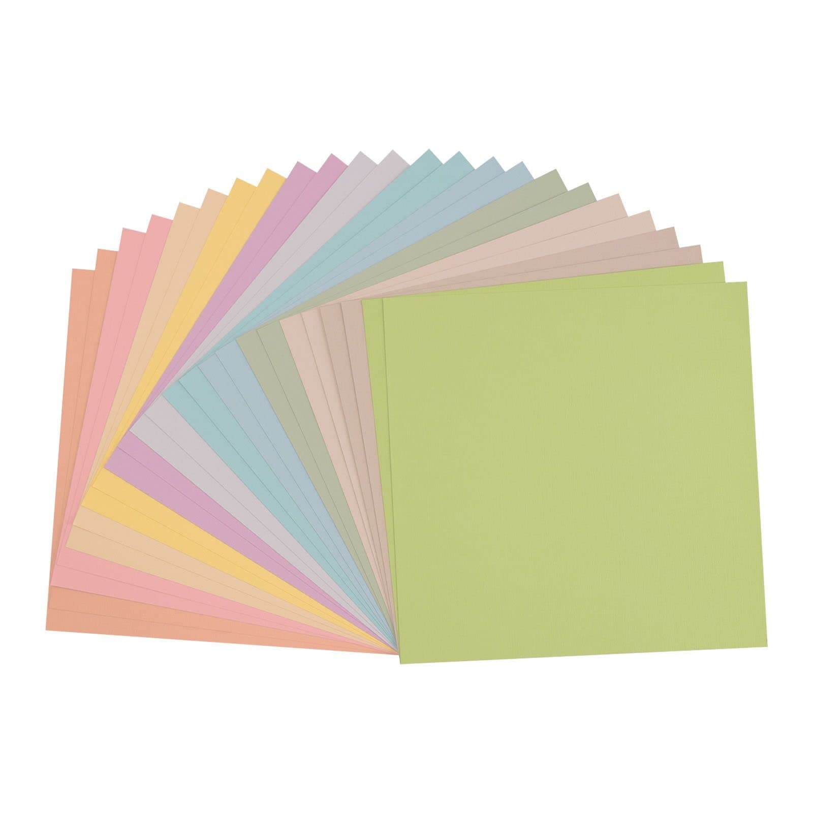 Florence Tonkarton Pastell - Bastelkarton 30,5 x 30,5 cm - Bastelpapier 24x mit 12 Farben 😍 - Scrapbook Papier für Karten Basteln, Stanzen und Papierbasteleien - Bastelset Textur