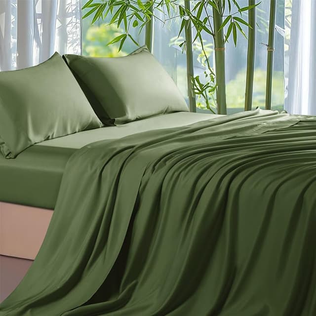Gezu Bambus Lyocell Spannbettlaken 140x200cm Grün Olivgrün 🎋