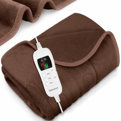 KESSER® Heizdecke aus Plüsch 200x180cm Braun TÜV SÜD GS geprüft | Elektrische Wärmedecke mit Timer Abschaltautomatik 🔥🔌 | Kuscheldecke Decke 🛋️ | 9 Temperaturstufen | Waschbar bis 40°C | Digitalanzeige 200 x 180 cm Braun