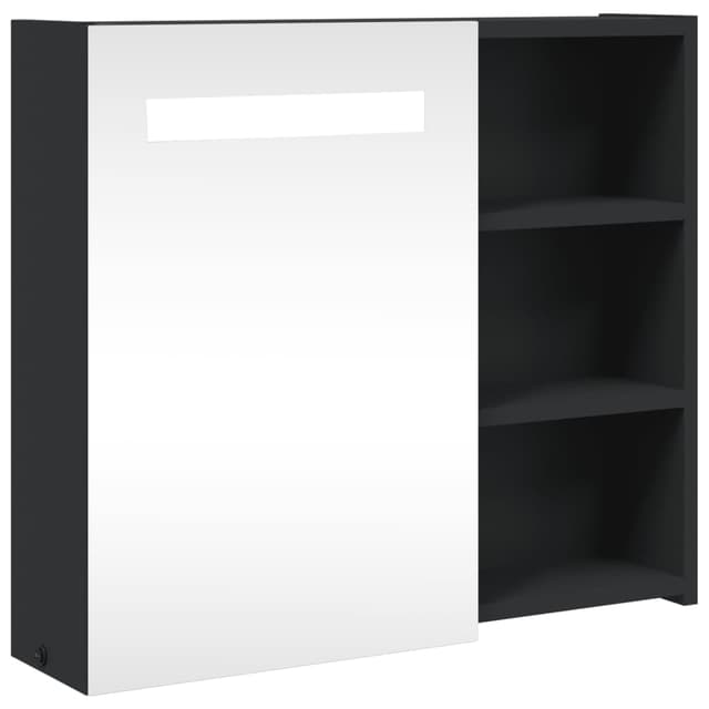 vidaXL Spiegelschrank mit LED-Beleuchtung 🌟 Badezimmerschrank Schwarz 60 x 52 cm