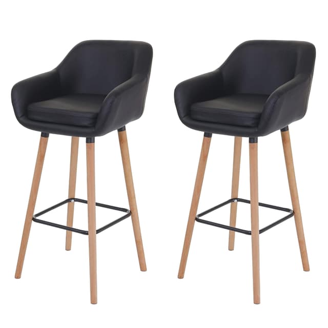 🌟 Mendler 2er-Set Barhocker Malmö T381, Barstuhl Tresenhocker - Kunstleder, schwarz 🌟