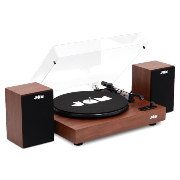 🎵🔊 JAM Plattenspieler mit Lautsprechern - Bluetooth-Schallplattenspieler mit Regal-Lautsprechern