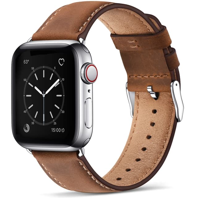 🌟 WFEAGL Lederarmband für Apple Watch Series 10 - Retro Braun/Silber 🌟
