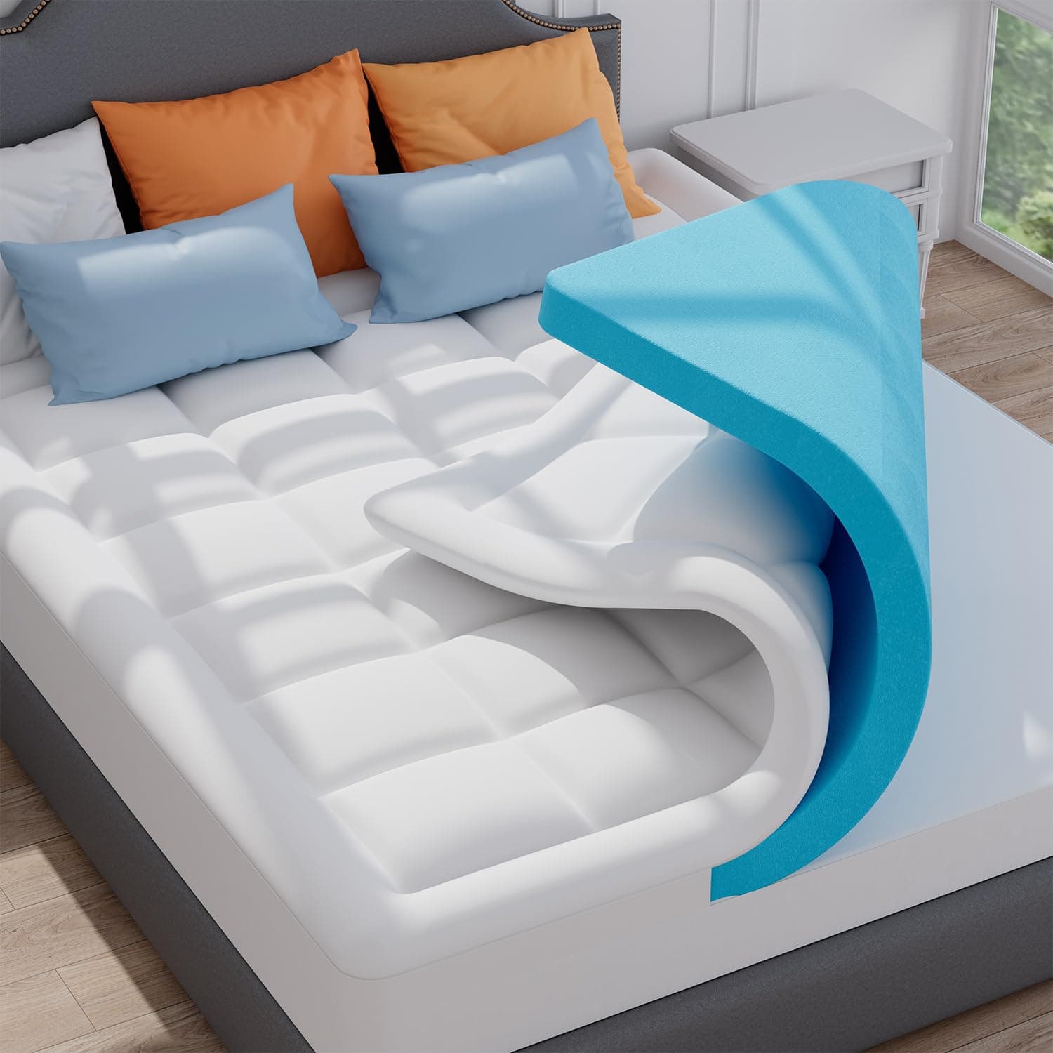 ELEMUSE Matratzen Topper 180x200cm - H4 Hart Gel Topper mit Waschbarem Bezug 😴🌟