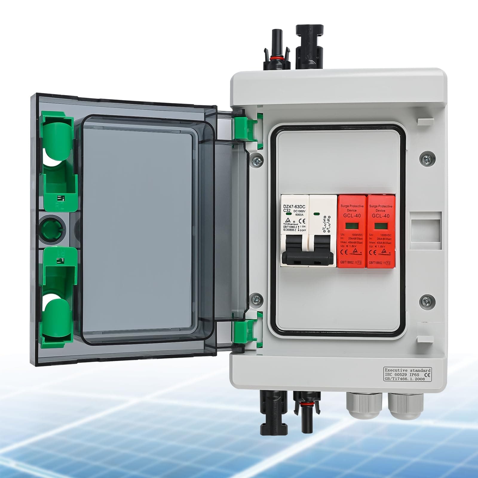 🌞 SROCHN Überspannungsschutz PV DC 32A 1000V Blitzschutz Leistungsschalter IP65 Wasserdicht 🌞