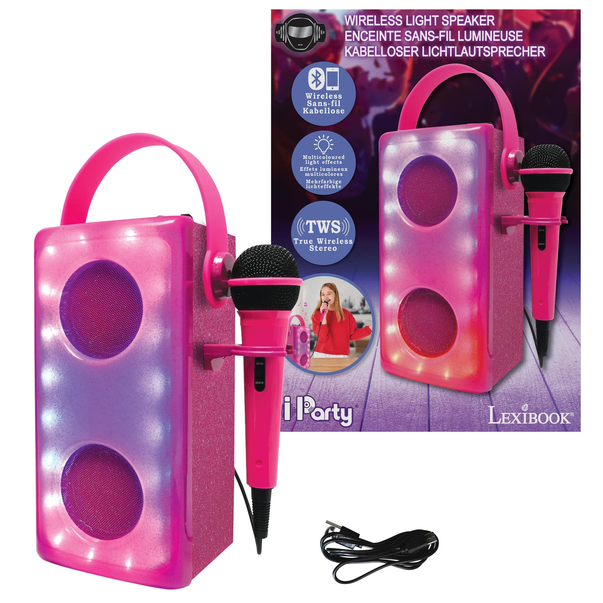 🎶 Lexibook iParty Bluetooth-Lautsprecher mit Mikrofon - Rosa 🌈