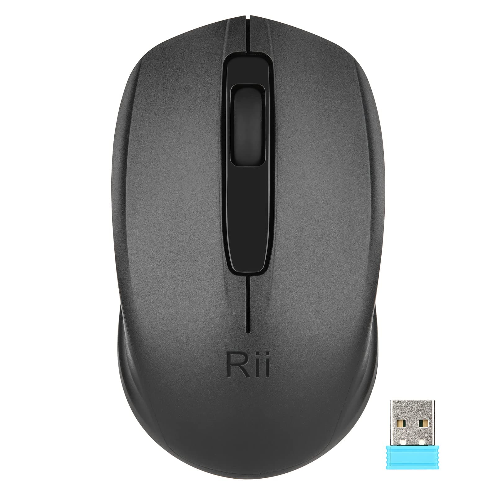 🖱️ Rii Maus kabellos, 2.4G Funkmaus mit USB Empfänger - Schwarz 1-Pack Schwarz