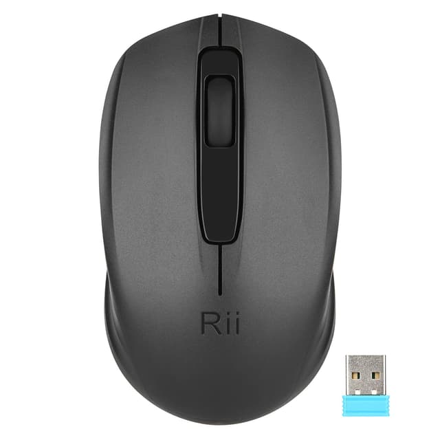 🖱️ Rii Maus kabellos, 2.4G Funkmaus mit USB Empfänger - Schwarz 1-Pack Schwarz
