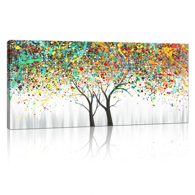 Großes Abstraktes Leinwandbild Bunte Baumblüte 🌳 XXL Kunstdruck 120x50cm