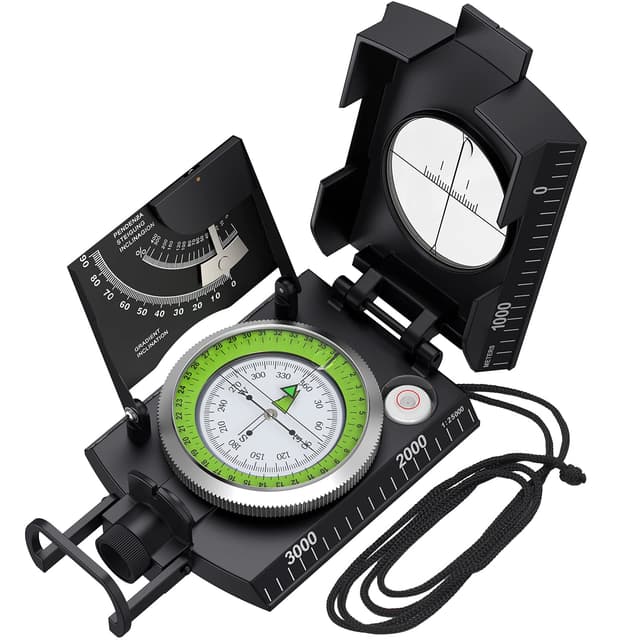 🧭 Proster Militär Marschkompass Professioneller Taschenkompass Peilkompass Kompass Compass mit Klinometer Tragschlaufe Tasche für Jagd Wandern und Aktivitäten im Freien Schwarz