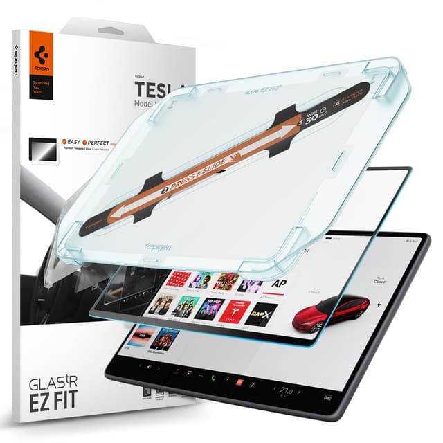 Spigen Glas.tR EZ Fit Schutzfolie für Tesla Model 3 Highland und Model Y Juniper, 15,4 Zoll, Matt, Blendschutz, Kratzfest, Anti-Fingerabdruck