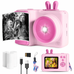 📸 Kinder Sofortbildkamera für Mädchen und Jungen - 1080P HD Fotoapparat (Rosa)
