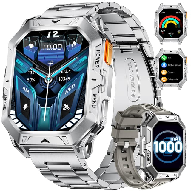 LIGE Militär Smartwatch Herren mit Kompass/Barometerdruck/Höhenmesser - Fitnessuhr für Abenteurer und Geschäftseliten 🌍🏃🏔️