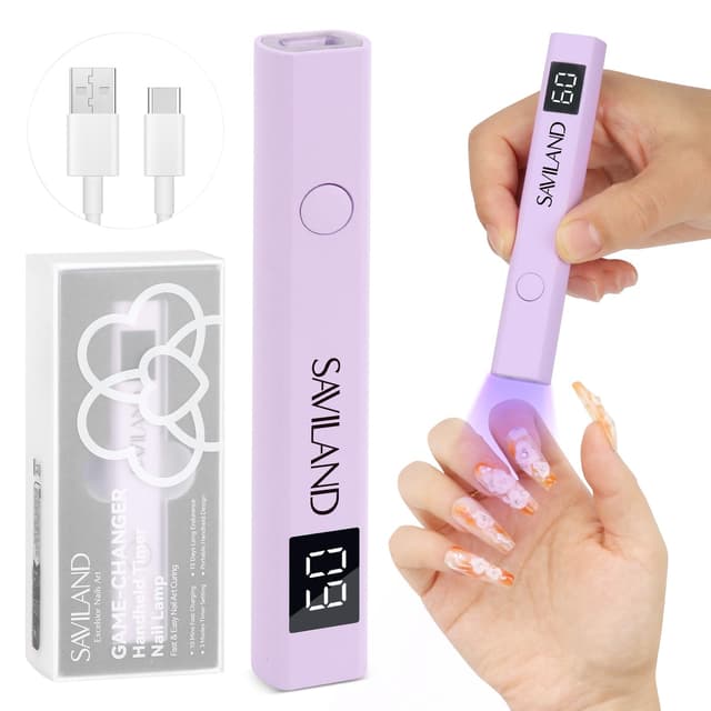 💅🔦 Saviland UV Lampe für Gelnägel - Mini 16W Handgehaltene Nagellampe in Lila mit LCD Display