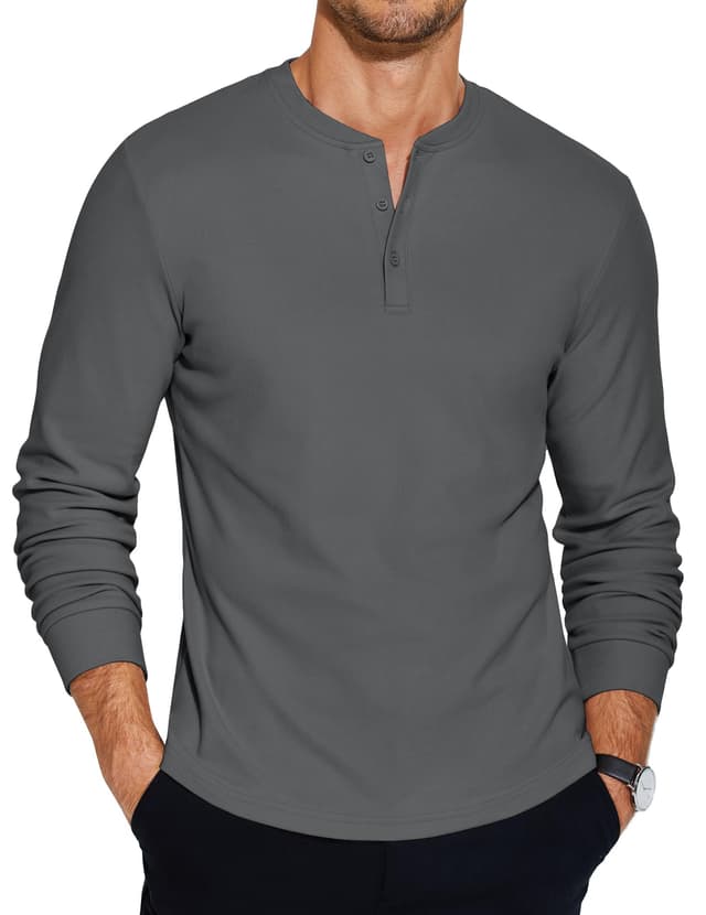 COOFANDY Henley Shirt Herren Langarm Basic Pullover 👕🔥