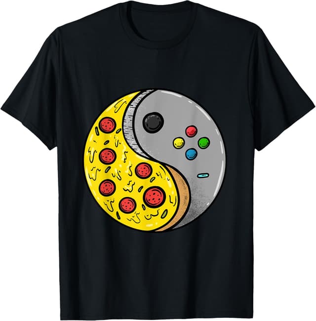🍕🎮 Yin Yang Pizza Game Controller Fun Food Gaming Balance Gift T-Shirt Angebot!