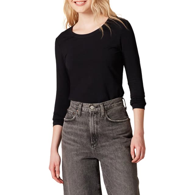 🌟 Amazon Essentials Damen Regular-Fit Langarm-T-Shirt Rundhalsausschnitt (In Übergröße Erhältlich) L Schwarz 🌟
