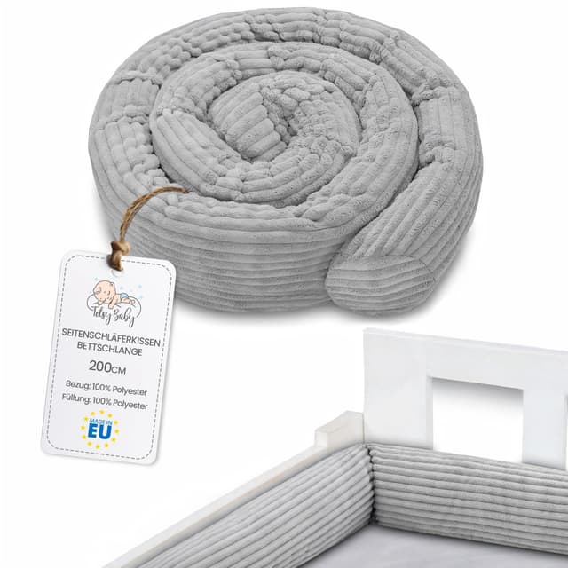 👶🌙 Totsy Baby Seitenschläferkissen 200 cm - Lincoln Grau C