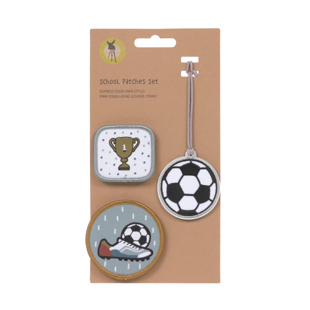 🎨 LÄSSIG Anhänger und Patches Set (3 Stk.) mit Druckknopf/School Patches Set Football - Sonderangebot!