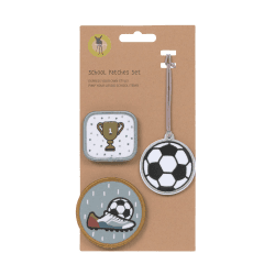 🎨 LÄSSIG Anhänger und Patches Set (3 Stk.) mit Druckknopf/School Patches Set Football - Sonderangebot! Angebot bei HelloDeals