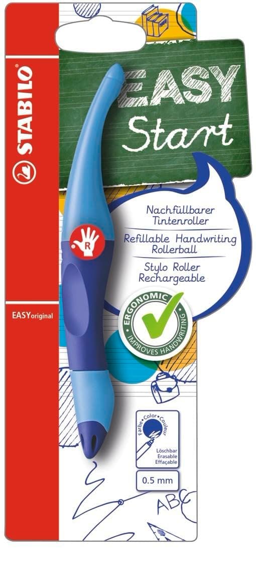 🖊️ STABILO - Ergonomischer Tintenroller für Rechtshänder - EASYoriginal in dunkel-/hellblau 🖊️