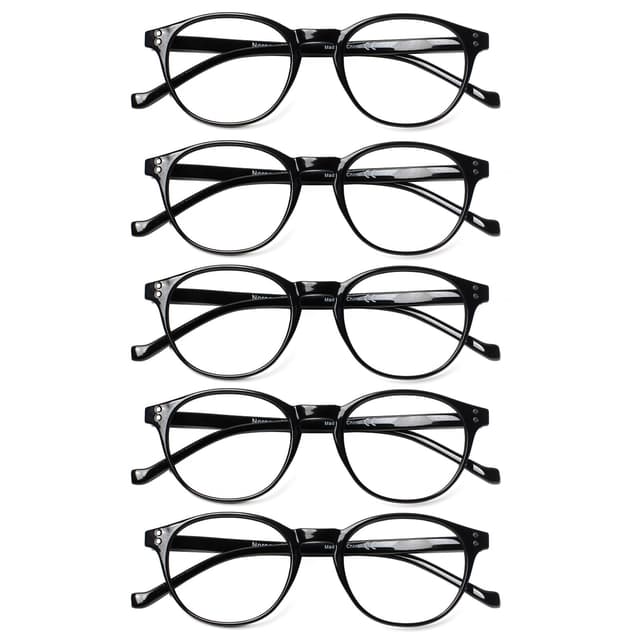 COJWIS 5 Pack Lesebrille Blaulichtfilter für Damen Herren Federscharnier Brille Anti-Müdigkeit Blendfreie UV Lesehilfe