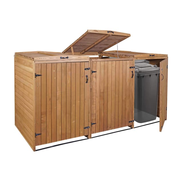 XL 3er-/6er-Mülltonnenverkleidung HWC-H74 - Mülltonnenbox aus FSC®-Holz 🌳🏡