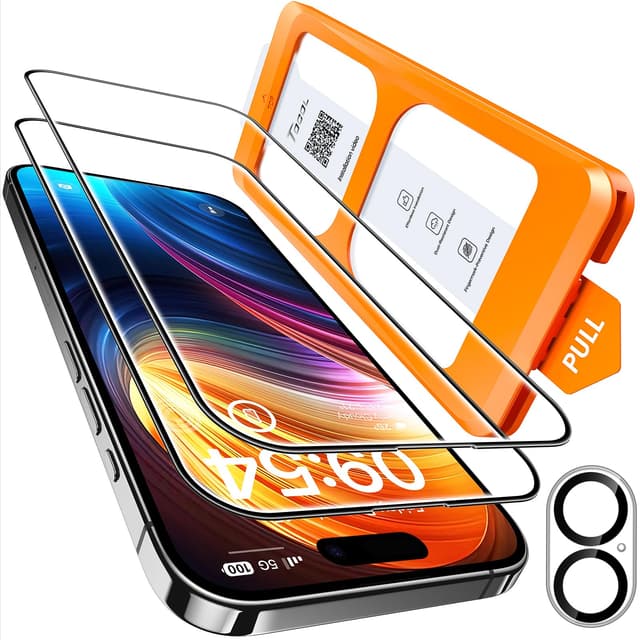 TOCOL Panzerglas mit Kameraschutz für iPhone 16 - 9H Stoßfest & Kratzfest 📱🔒