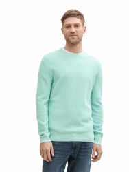 🔥 TOM TAILOR Herren Basic Strickpullover aus Baumwolle M 22232 - Soft Mint Green Melange 🔥 Angebot bei HelloDeals