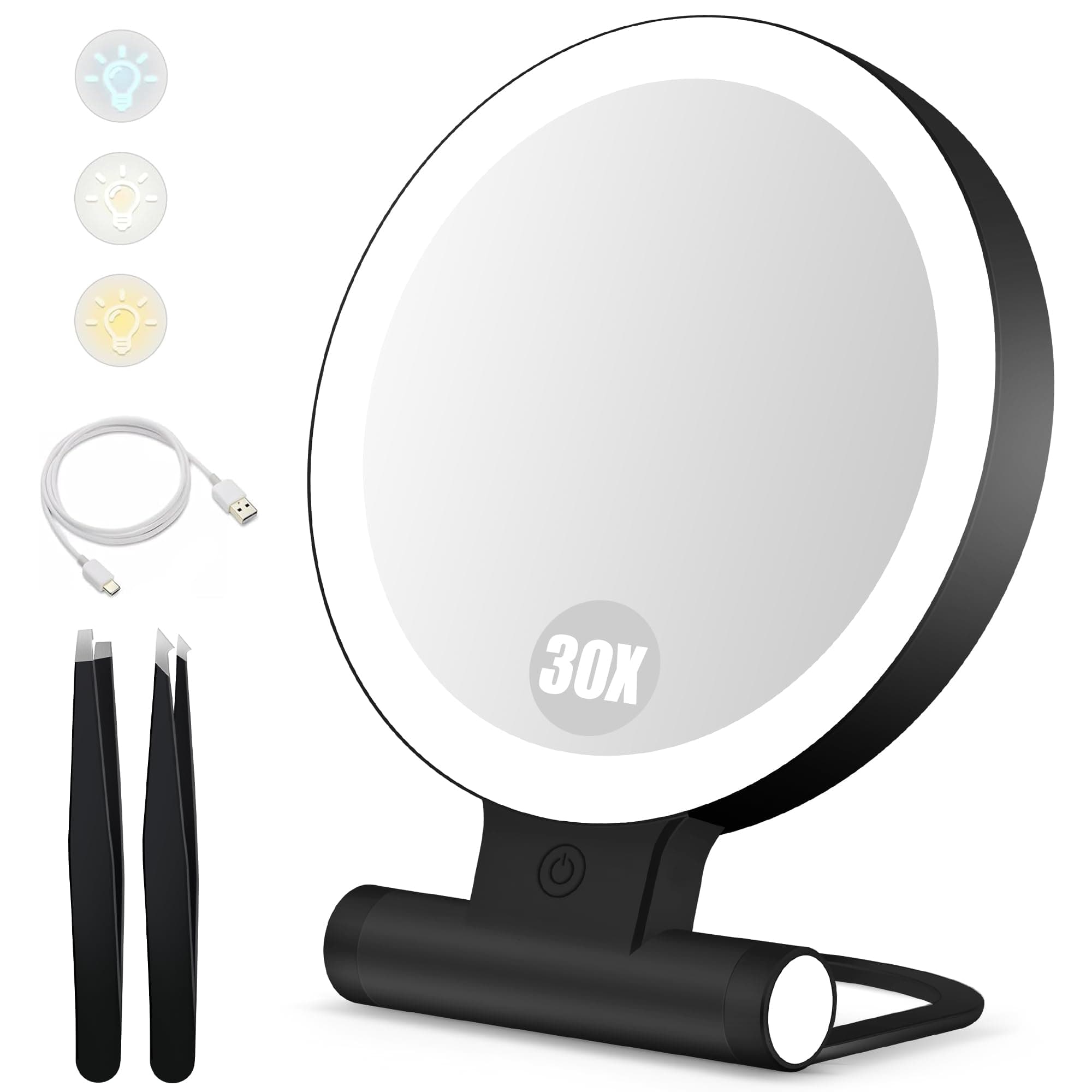 B Beauty Planet Kosmetikspiegel mit Beleuchtung - 30-fach/1-fach Doppelseitiger Tischspiegel 🌟