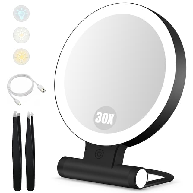 B Beauty Planet Kosmetikspiegel mit Beleuchtung - 30-fach/1-fach Doppelseitiger Tischspiegel 🌟
