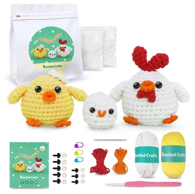 🎁 NestledCrafts Häkelset - Komplettes Häkelset für Anfänger Erwachsene 🐣