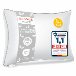 Orange Wave Kopfkissen 40x80cm Federkissen - 3-Kammer Daunenkissen