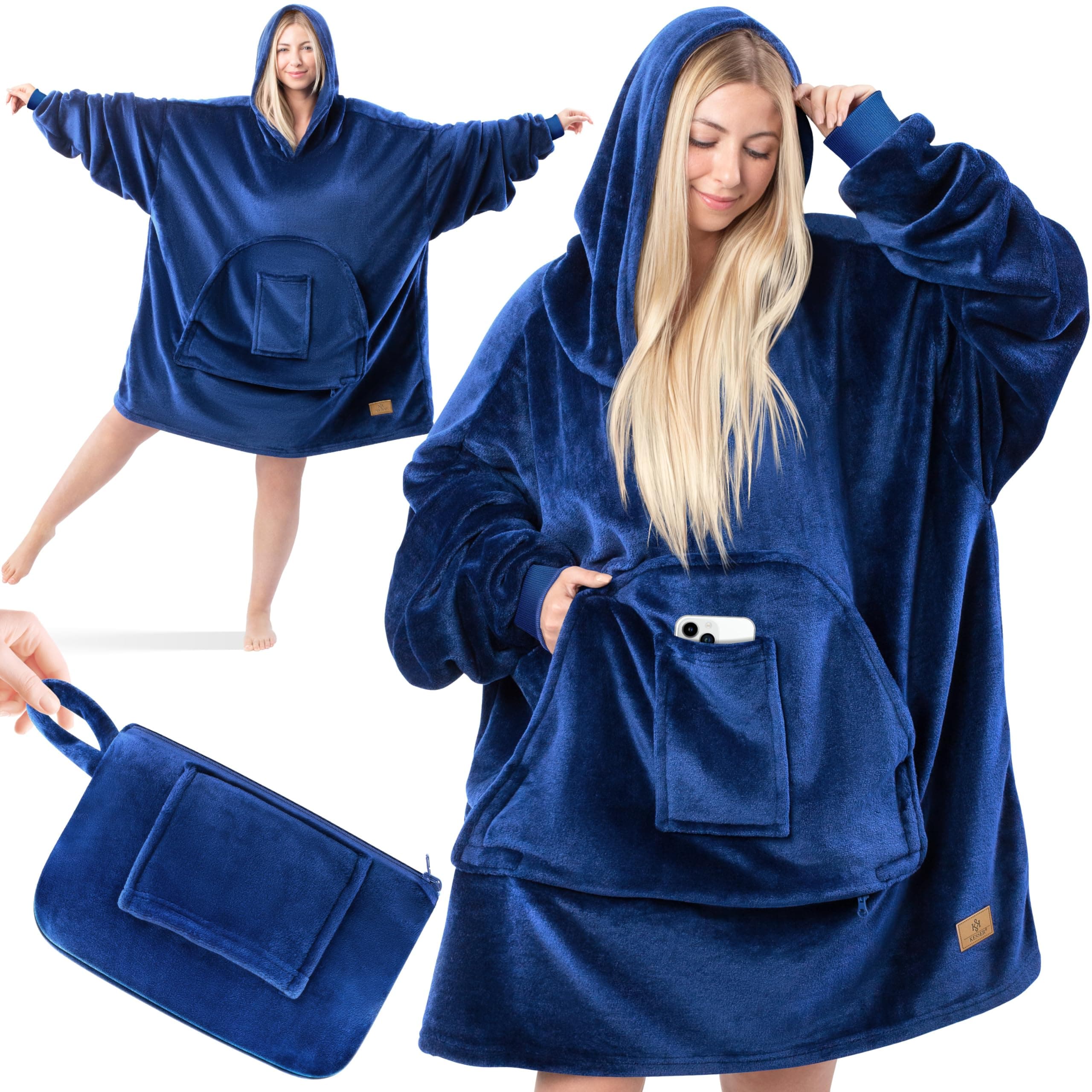 KESSER® Hoodie Decke Kuscheldecke mit Ärmeln Deckenpullover 🧥 Vielseitig Tragbare Decke zum Anziehen für Damen & Herren