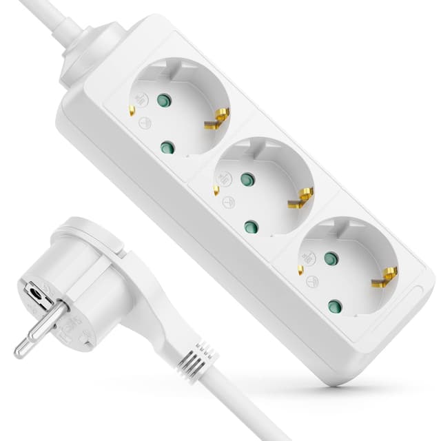 🔌 deleyCON 3 Fach Steckdosenleiste mit Flachstecker 1,4m Kabel Weiß 🛡️