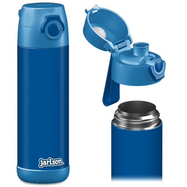 JARLSON® Trinkflasche Kinder 'MALI' - Thermo Edelstahl Wasserflasche - BPA frei - Blau, 500 ml