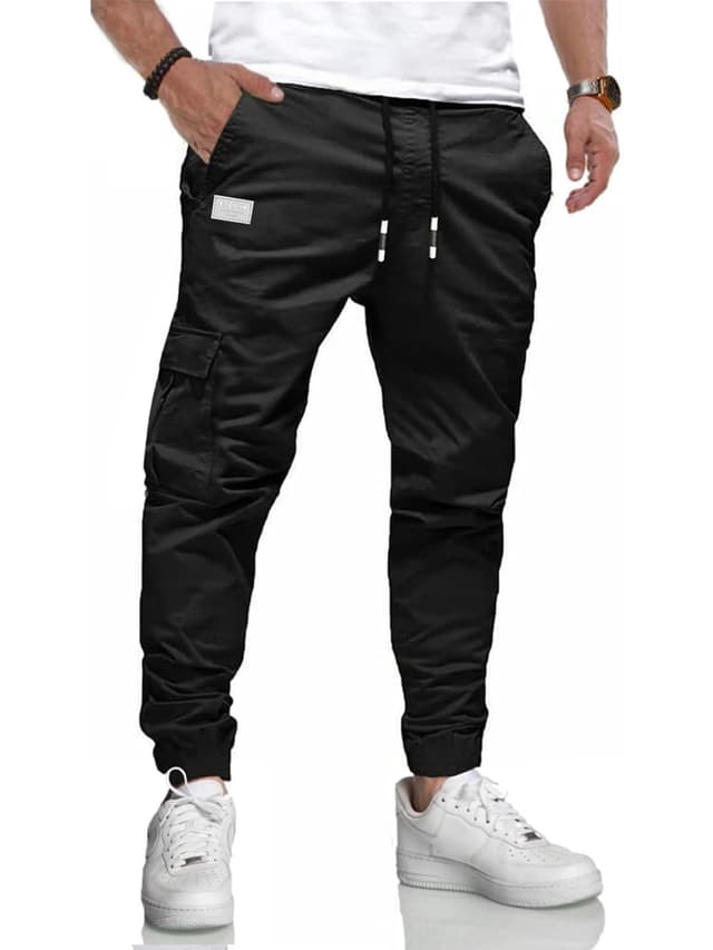 👖 LIUPMWE Herren Hose Chino Cargo Hose Jogginghose Herren Baumwolle Casual Sweatpants Herren Freizeithose M Schwarz-neu