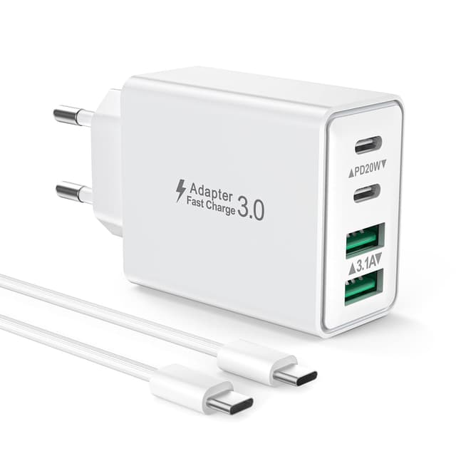 Aimoze 40W USB C Ladegerät + USB C Kabel 2M - Schnellladegerät Stecker für iPhone, iPad, Samsung - 4-Port Netzteil PD3.0 Power Adapter